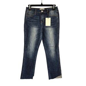 Evidnt Florence Straight Leg Jeans Raw Hem Mid Rise NWT Size 26 $108